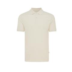 Vue Polo en coton piqué et recyclé Iqoniq Yosemite de couleur beige| Krokrodeal