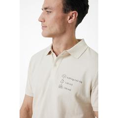 Vue Polo en coton piqué et recyclé Iqoniq Yosemite de couleur beige| Krokrodeal