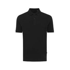 Vue Polo en coton piqué et recyclé Iqoniq Yosemite de couleur noir| Krokrodeal