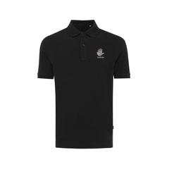 Vue Polo en coton piqué et recyclé Iqoniq Yosemite de couleur noir| Krokrodeal