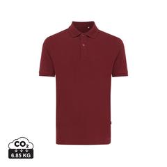 Vue Polo en coton piqué et recyclé Iqoniq Yosemite de couleur rouge| Krokrodeal