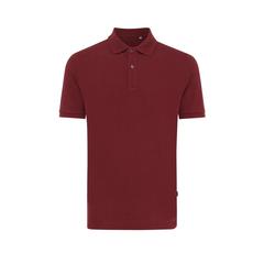 Vue Polo en coton piqué et recyclé Iqoniq Yosemite de couleur rouge| Krokrodeal