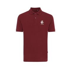 Vue Polo en coton piqué et recyclé Iqoniq Yosemite de couleur rouge| Krokrodeal