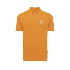 Vue Polo en coton piqué et recyclé Iqoniq Yosemite de couleur orange| Krokrodeal
