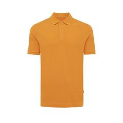 Vue Polo en coton piqué et recyclé Iqoniq Yosemite de couleur orange| Krokrodeal