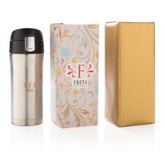 Vue Mug 300ml à fermeture facile en acier inoxydable recyclé RCS de couleur gris| Krokrodeal