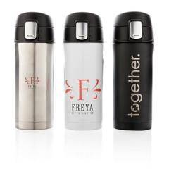 Vue Mug 300ml à fermeture facile en acier inoxydable recyclé RCS de couleur gris| Krokrodeal