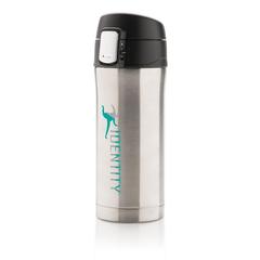 Vue Mug 300ml à fermeture facile en acier inoxydable recyclé RCS de couleur gris| Krokrodeal