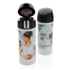 Vue Mug 300ml à fermeture facile en acier inoxydable recyclé RCS de couleur blanc| Krokrodeal