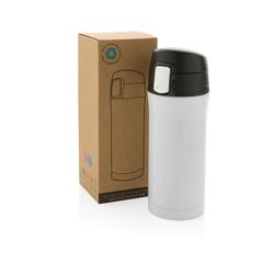 Vue Mug 300ml à fermeture facile en acier inoxydable recyclé RCS de couleur blanc| Krokrodeal