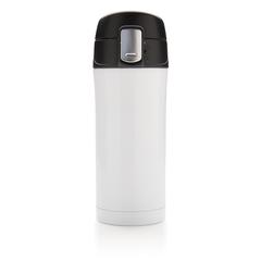 Vue Mug 300ml à fermeture facile en acier inoxydable recyclé RCS de couleur blanc| Krokrodeal