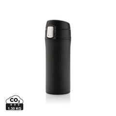 Vue Mug 300ml à fermeture facile en acier inoxydable recyclé RCS de couleur noir| Krokrodeal