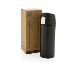 Vue Mug 300ml à fermeture facile en acier inoxydable recyclé RCS de couleur noir| Krokrodeal
