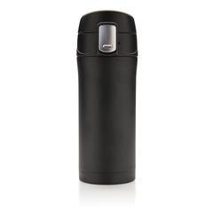 Vue Mug 300ml à fermeture facile en acier inoxydable recyclé RCS de couleur noir| Krokrodeal