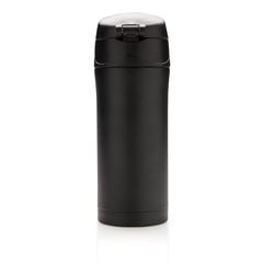 Vue Mug 300ml à fermeture facile en acier inoxydable recyclé RCS de couleur noir| Krokrodeal