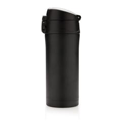 Vue Mug 300ml à fermeture facile en acier inoxydable recyclé RCS de couleur noir| Krokrodeal
