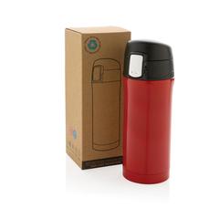 Vue Mug 300ml à fermeture facile en acier inoxydable recyclé RCS de couleur rouge| Krokrodeal