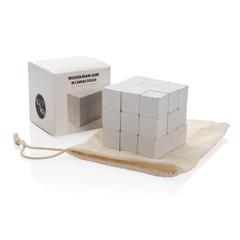 Vue Casse-tête en Bois dans une pochette en toile de couleur blanc| Krokrodeal