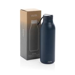 Vue Bouteille isotherme 500ml Avira Avior en acier recyclé RCS de couleur bleu| Krokrodeal