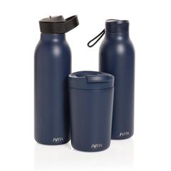 Vue Bouteille isotherme 500ml Avira Avior en acier recyclé RCS de couleur bleu| Krokrodeal