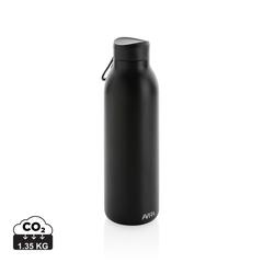 Vue Bouteille isotherme 500ml Avira Avior en acier recyclé RCS de couleur noir| Krokrodeal