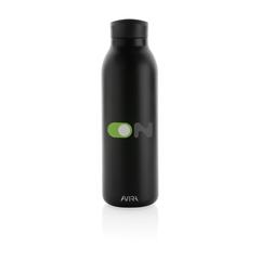 Vue Bouteille isotherme 500ml Avira Avior en acier recyclé RCS de couleur noir| Krokrodeal