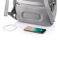 Vue Sac à dos antivol Bobby Soft de couleur gris| Krokrodeal