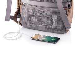 Vue Sac à dos antivol Bobby Soft de couleur marron| Krokrodeal