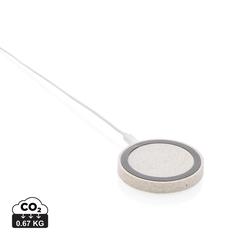 Chargeur sans fil rond en fibre de paille de 5W publicitaire pas cher