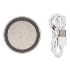Vue Chargeur sans fil rond en fibre de paille de 5W de couleur vert| Krokrodeal