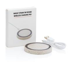 Vue Chargeur sans fil rond en fibre de paille de 5W de couleur vert| Krokrodeal