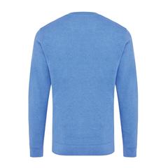 Vue Pull à col rond en coton recyclé non teinté Iqoniq Denali de couleur bleu| Krokrodeal