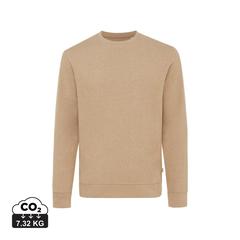 Vue Pull à col rond en coton recyclé non teinté Iqoniq Denali de couleur marron| Krokrodeal