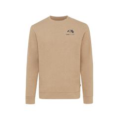 Vue Pull à col rond en coton recyclé non teinté Iqoniq Denali de couleur marron| Krokrodeal