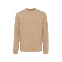 Vue Pull à col rond en coton recyclé non teinté Iqoniq Denali de couleur marron| Krokrodeal