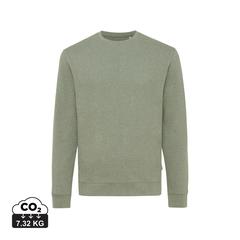 Vue Pull à col rond en coton recyclé non teinté Iqoniq Denali de couleur vert| Krokrodeal