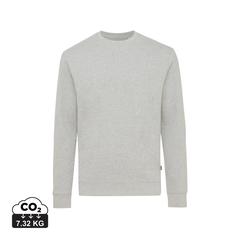 Vue Pull à col rond en coton recyclé non teinté Iqoniq Denali de couleur gris| Krokrodeal