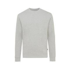 Vue Pull à col rond en coton recyclé non teinté Iqoniq Denali de couleur gris| Krokrodeal