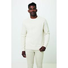 Vue Pull à col rond en coton recyclé non teinté Iqoniq Denali de couleur beige| Krokrodeal