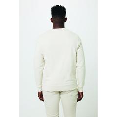 Vue Pull à col rond en coton recyclé non teinté Iqoniq Denali de couleur beige| Krokrodeal