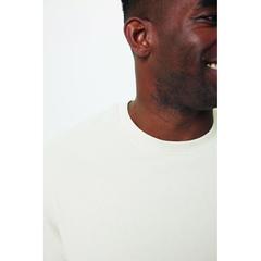 Vue Pull à col rond en coton recyclé non teinté Iqoniq Denali de couleur beige| Krokrodeal