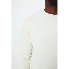 Vue Pull à col rond en coton recyclé non teinté Iqoniq Denali de couleur beige| Krokrodeal