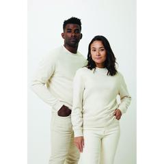 Vue Pull à col rond en coton recyclé non teinté Iqoniq Denali de couleur beige| Krokrodeal