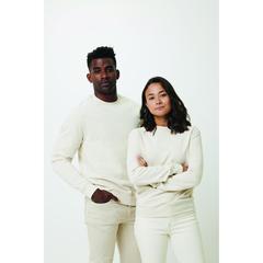 Vue Pull à col rond en coton recyclé non teinté Iqoniq Denali de couleur beige| Krokrodeal