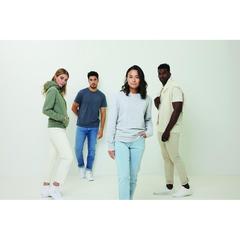 Vue Pull à col rond en coton recyclé non teinté Iqoniq Denali de couleur beige| Krokrodeal