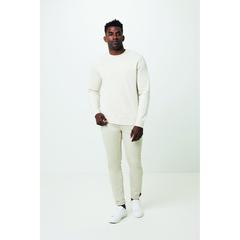 Vue Pull à col rond en coton recyclé non teinté Iqoniq Denali de couleur beige| Krokrodeal