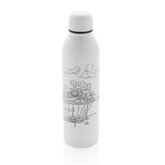 Vue Bouteille isotherme 500ml en acier inoxydable recyclé RCS de couleur blanc| Krokrodeal