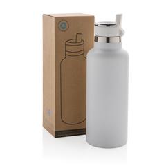 Vue Bouteille iso 600ml en acier recyclé RCS avec goulot Hydro de couleur blanc| Krokrodeal