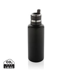 Vue Bouteille iso 600ml en acier recyclé RCS avec goulot Hydro de couleur noir| Krokrodeal