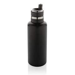 Vue Bouteille iso 600ml en acier recyclé RCS avec goulot Hydro de couleur noir| Krokrodeal